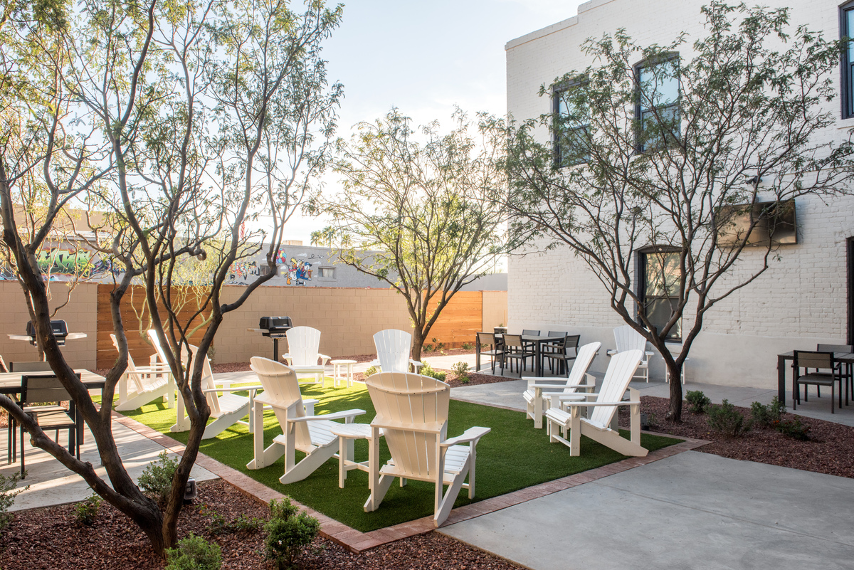 Alhambra dorm outdoor seating area
