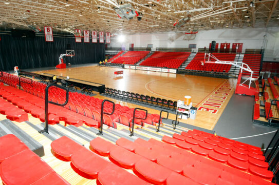 Basketball court and bleachers in the Rice Center, Lisle Campus