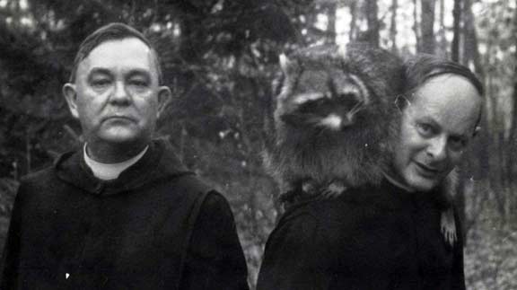Edmund and Hilary Jurica with Whimpy the racoon