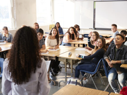 high school teacher teaching class
