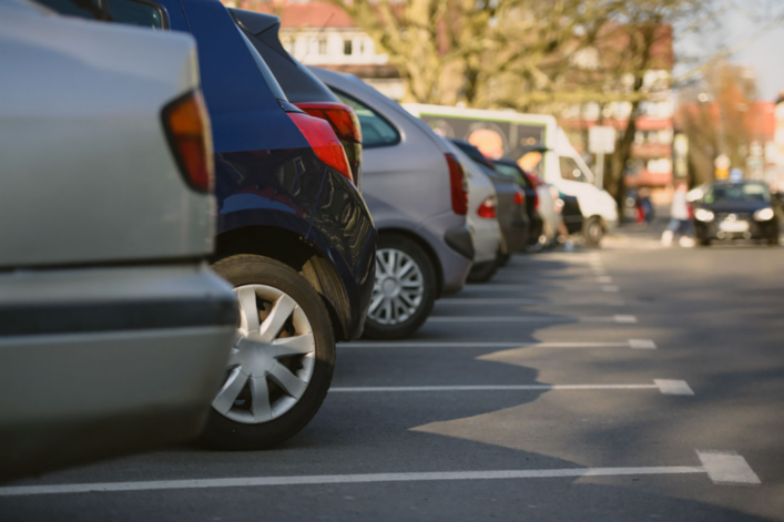 parked cars in a parking lot