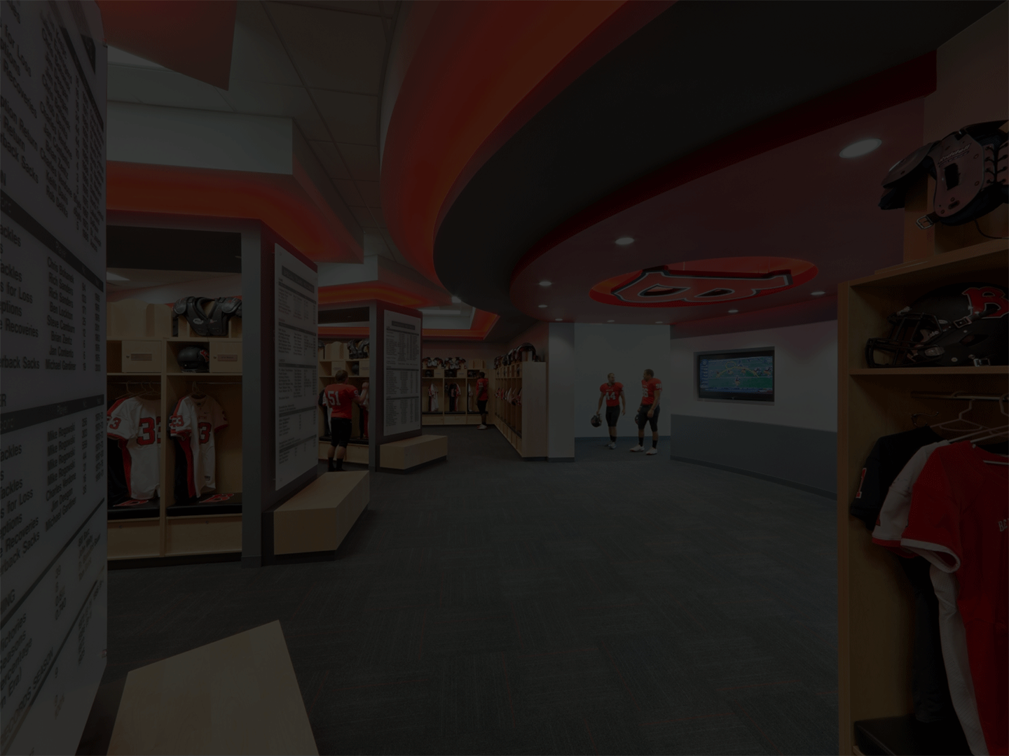 black background, football locker room