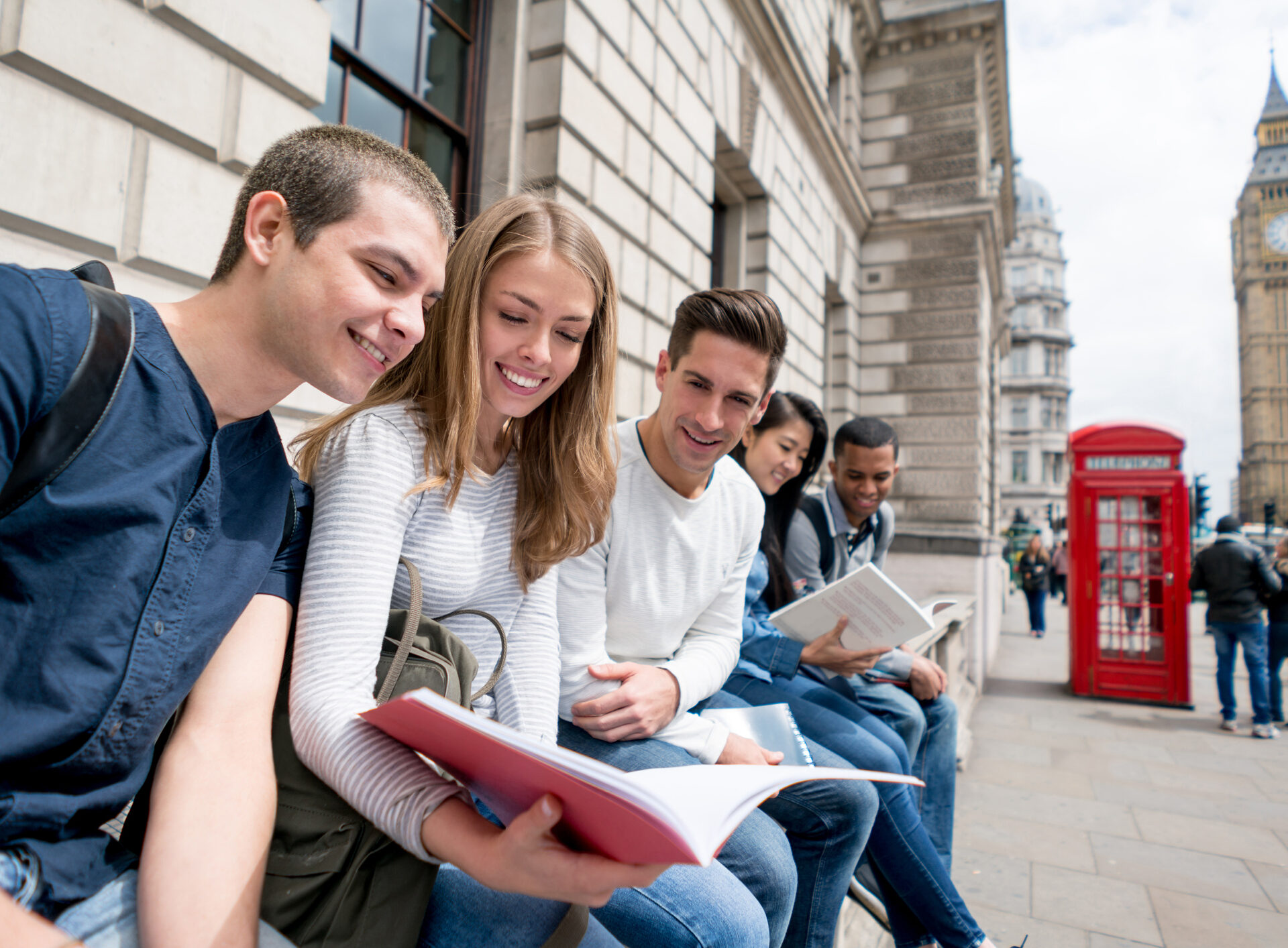 group of exchange students in London
