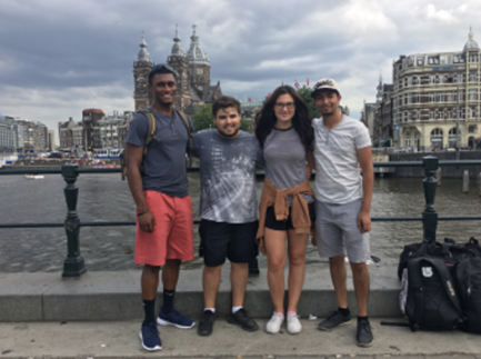 students posing on their study abroad trip