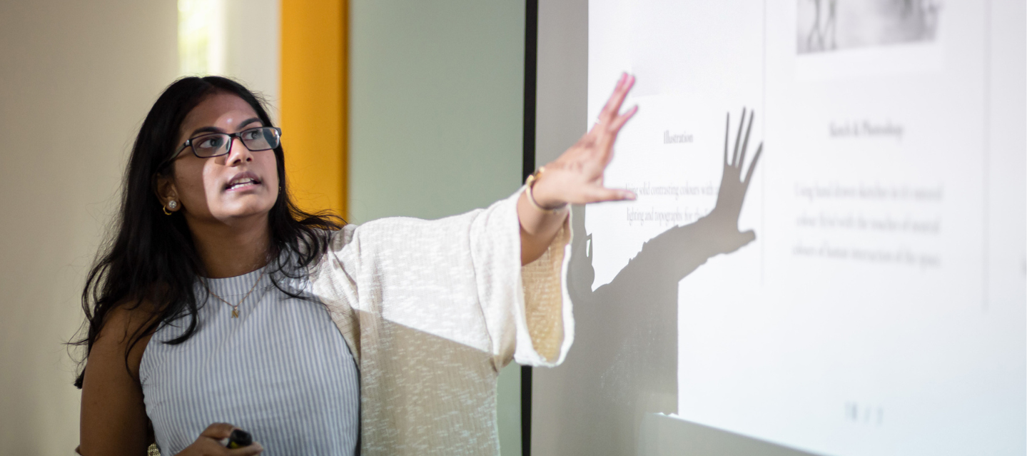 woman giving presentation