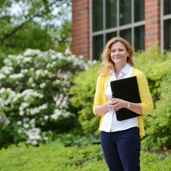 Adult female student, outdoors, portrait