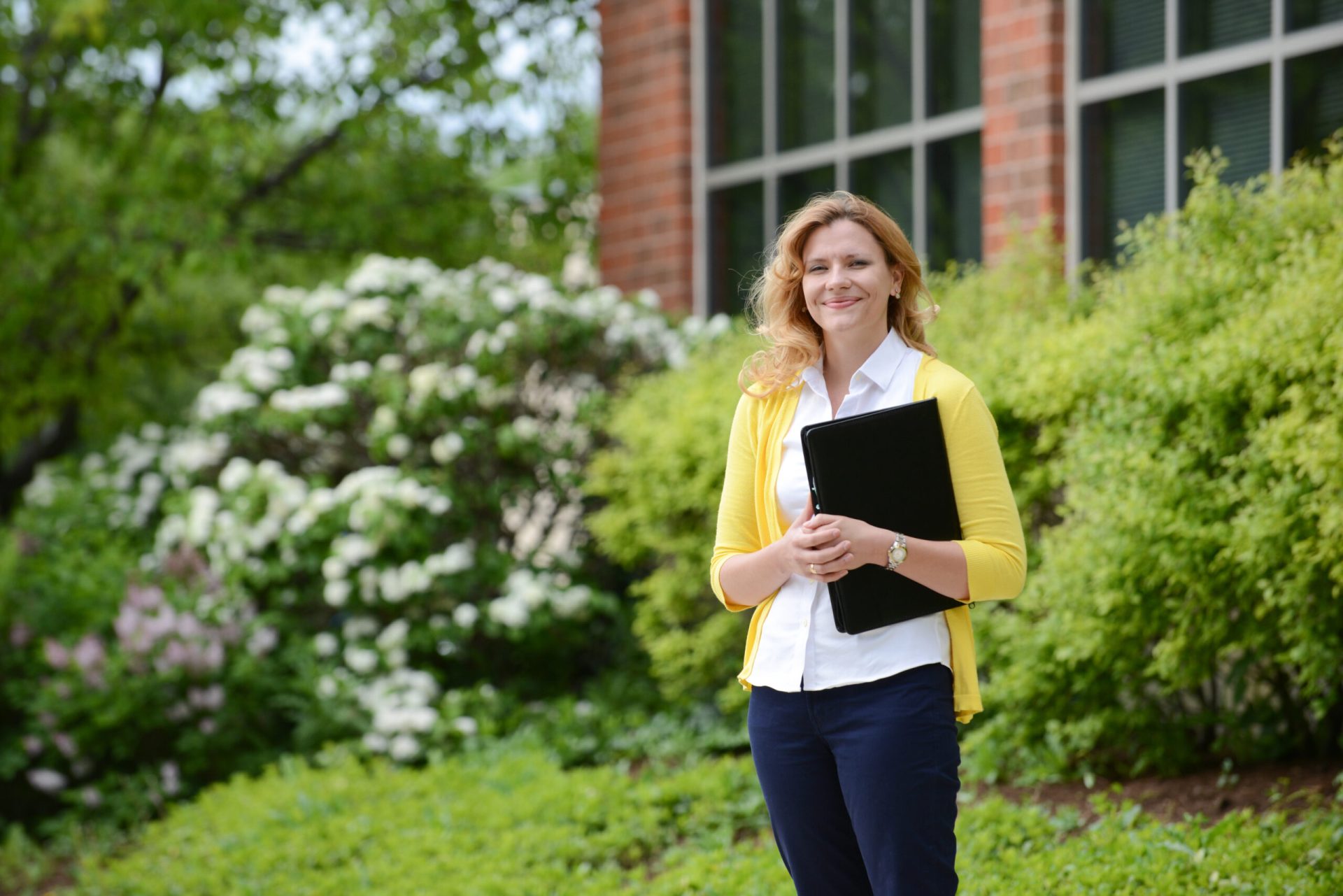 Adult female student, outdoors, portrait