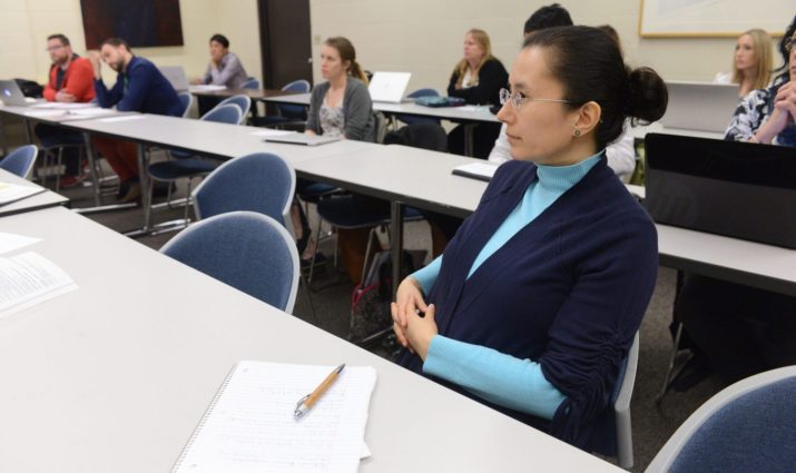 female, adult student, classroom