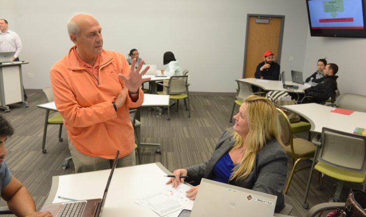 adult student, professor, classroom, teaching