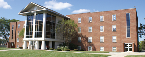 Photo of Jaeger Hall from the quad on Lisle campus; Admitted freshmen