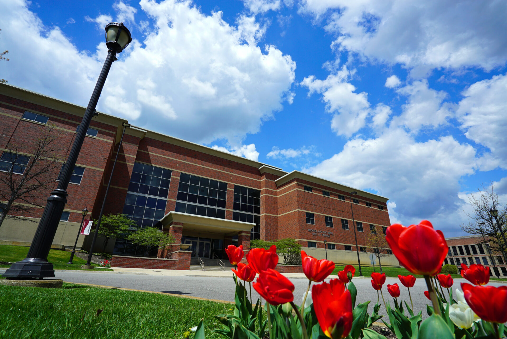 Birck Exterior and campus entrance