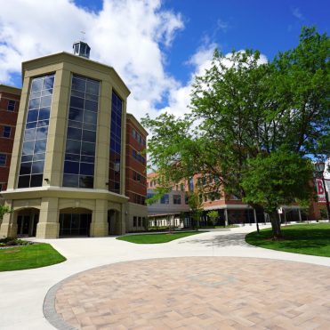 Kindlon exterior partial quad, campus, building