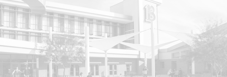 Image of Gillett Hall in Mesa with white overlay