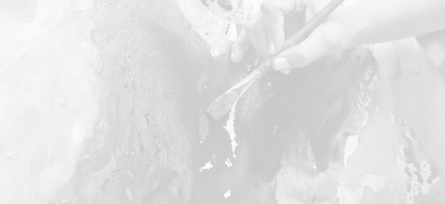 close up of hand painting a sculpture; image has a white overlay; fine arts