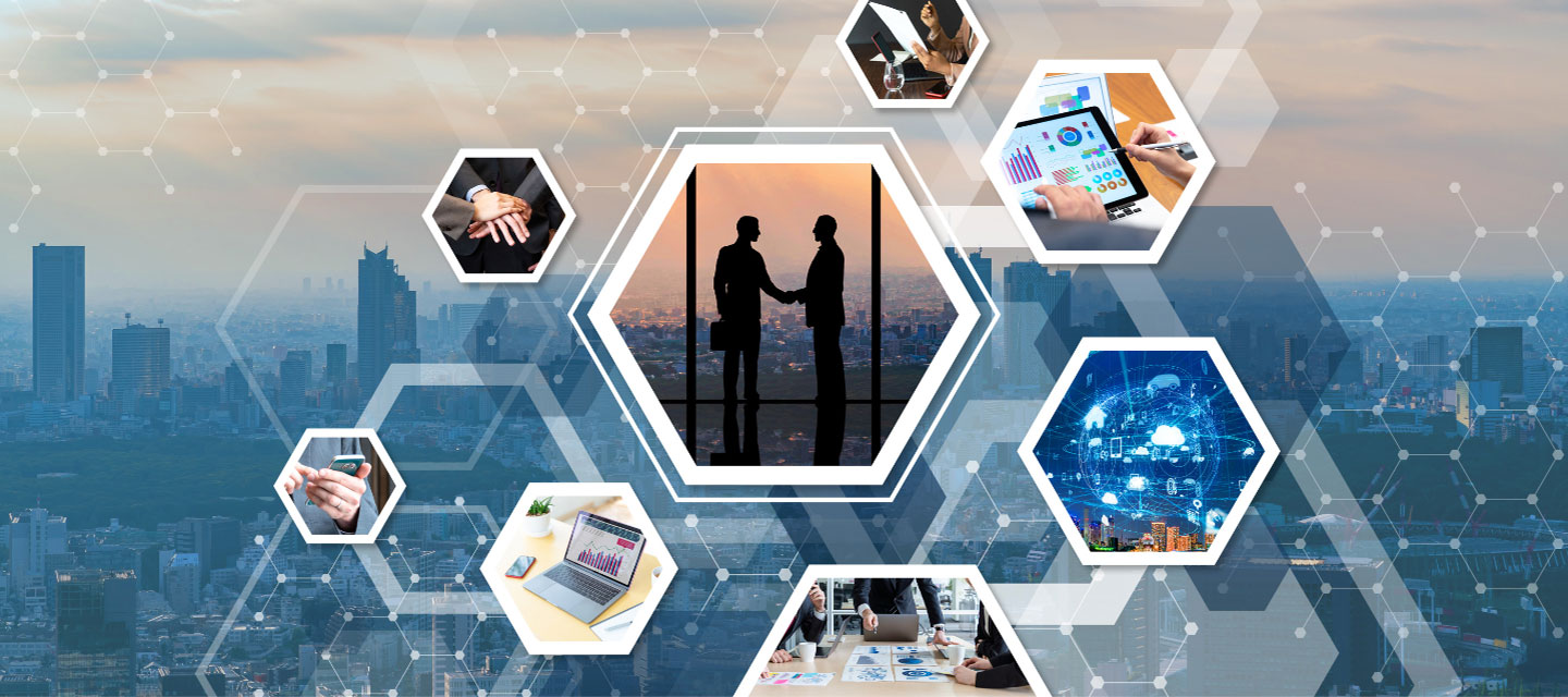 computer generated image of different business images; management program