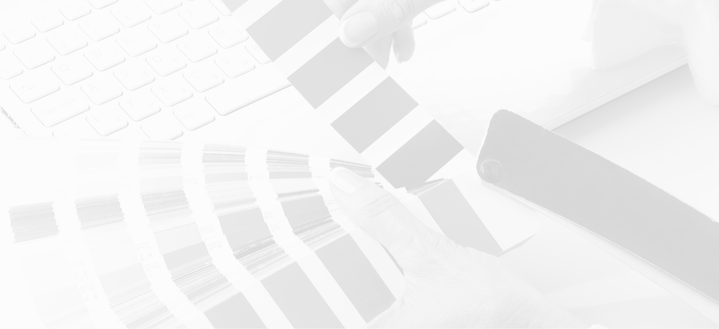 black and white photo of paint color sample cards; image has white overlay graphic arts and design