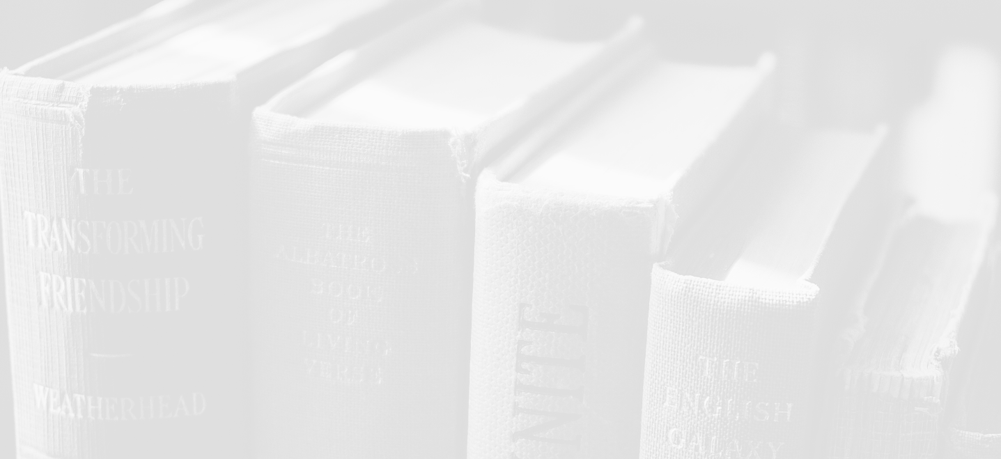tops of books that are standing up next to each other; image has a white overlay; linguistics program