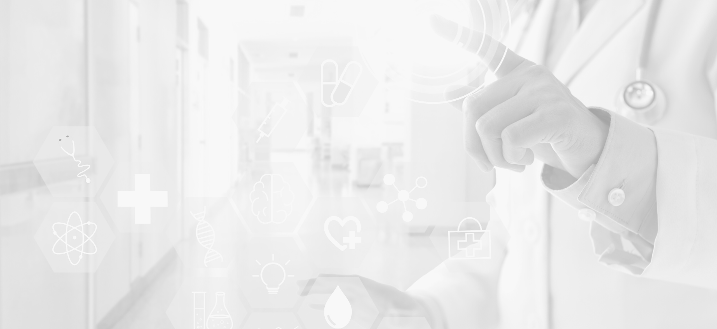 medical professional pointing with finger that lines up with graphic overlay; nuclear medicine technology
