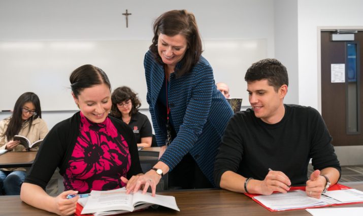 Students in class interacting with Professor, classroom, adult students, COB, MSMOB