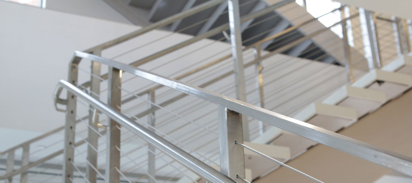 photo of the stairway in Goodwin Hall of Business