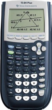 picture of TI-84 Plus Texas Instruments calculator available for use from Library Technology