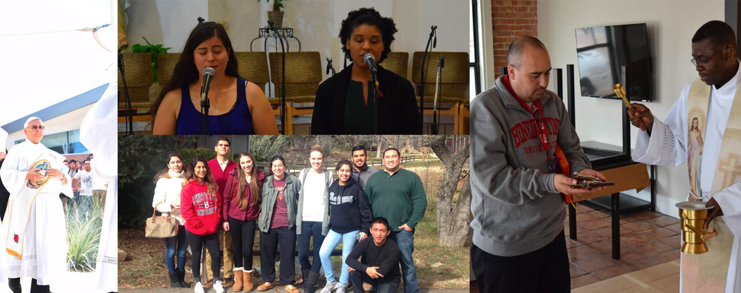 images from campus ministry events on the Mesa campus in a collage setting