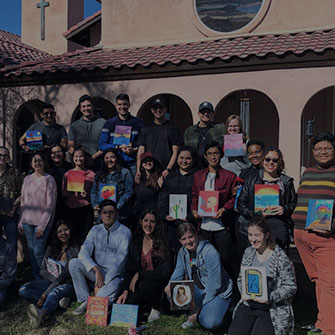 Group of student on a campus ministry retreat
