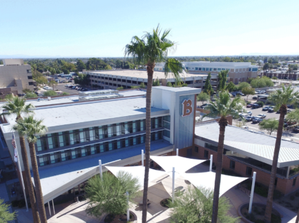 Mesa Campus, aerial view of Gillett building