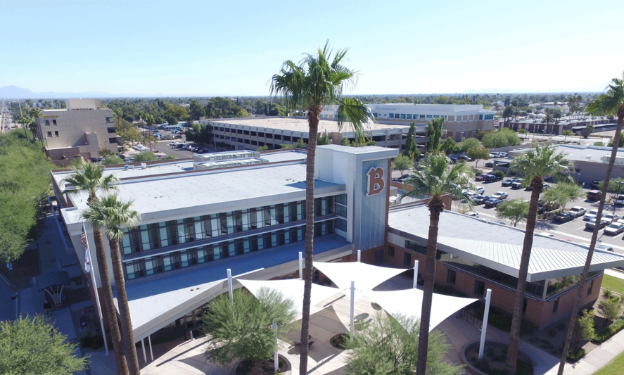 Mesa Campus, aerial view of Gillett building