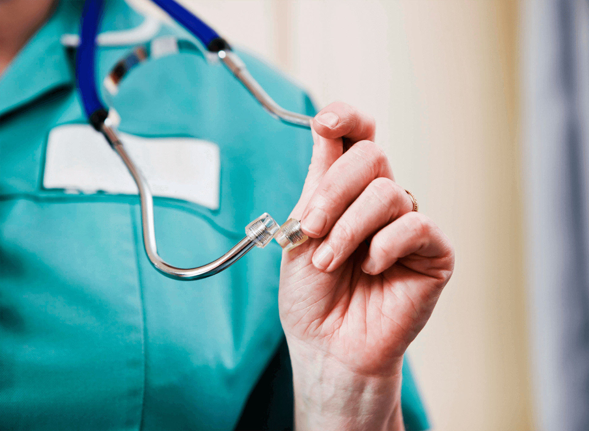 health science, female hand with stethoscope