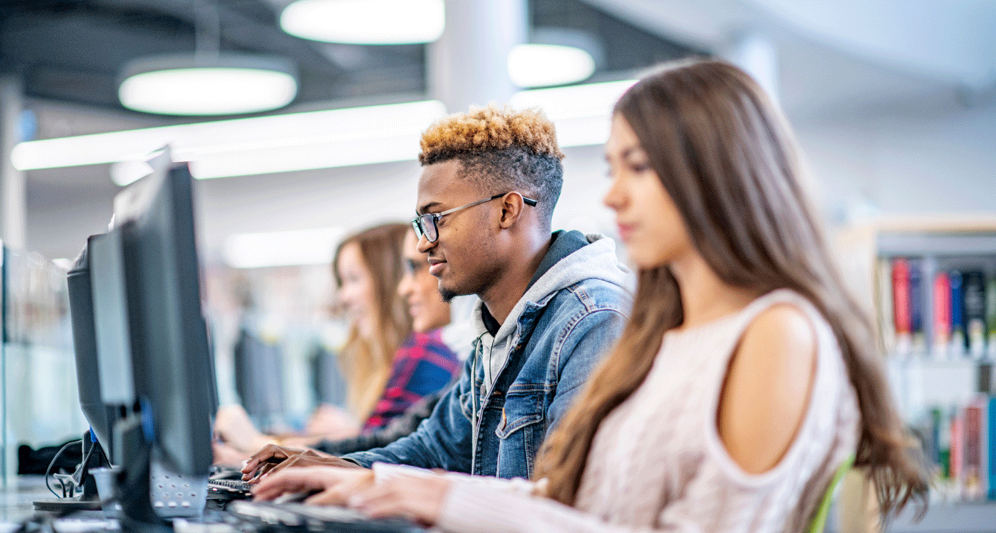 students working on computers
