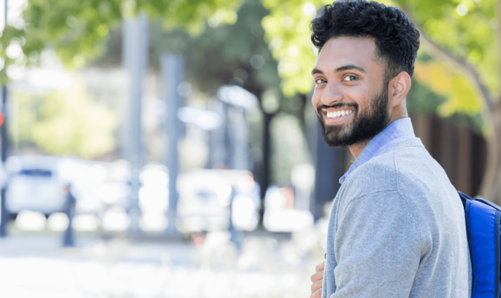 male student with backpack -engineering science