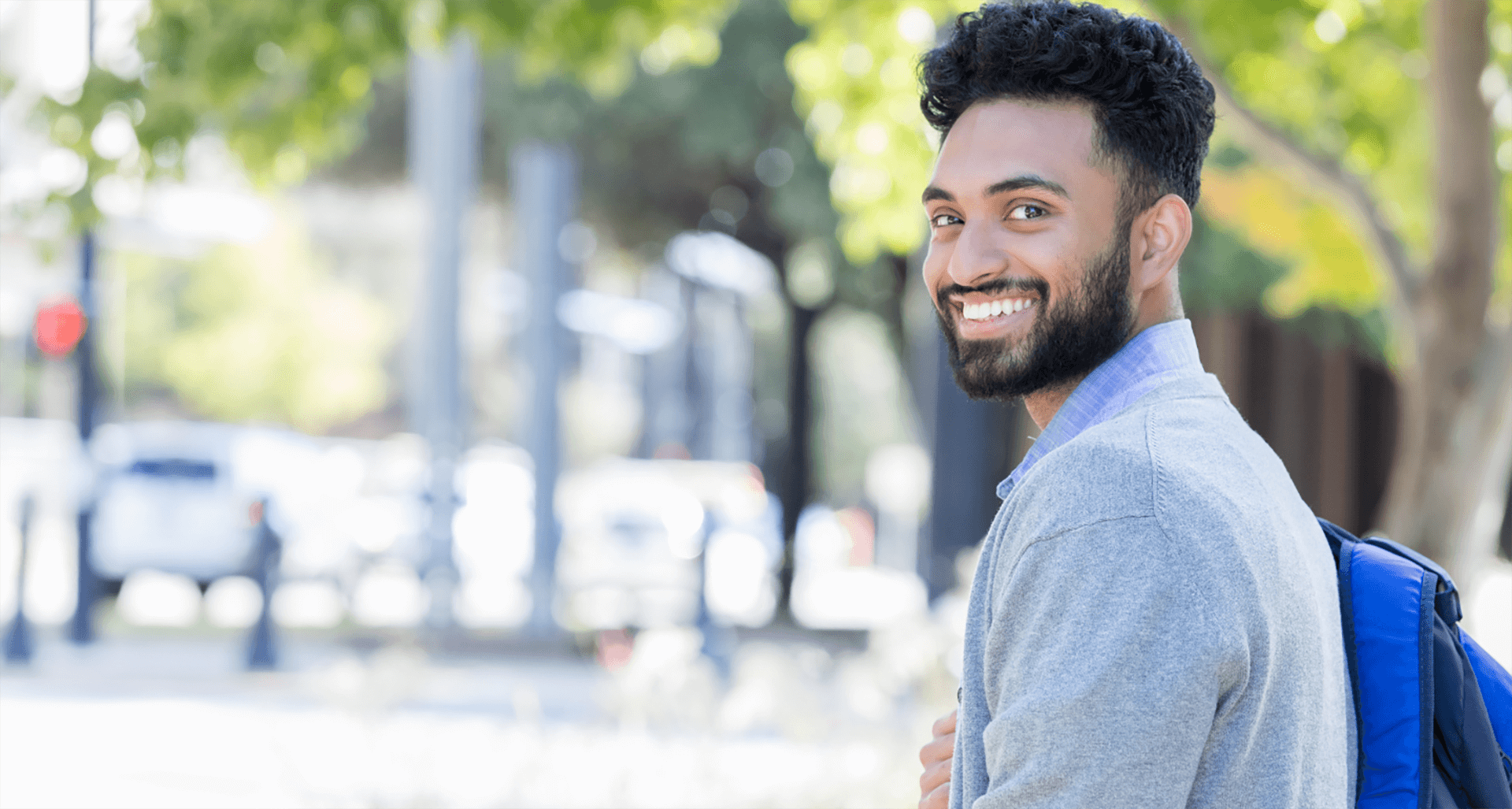 male student with backpack -engineering science
