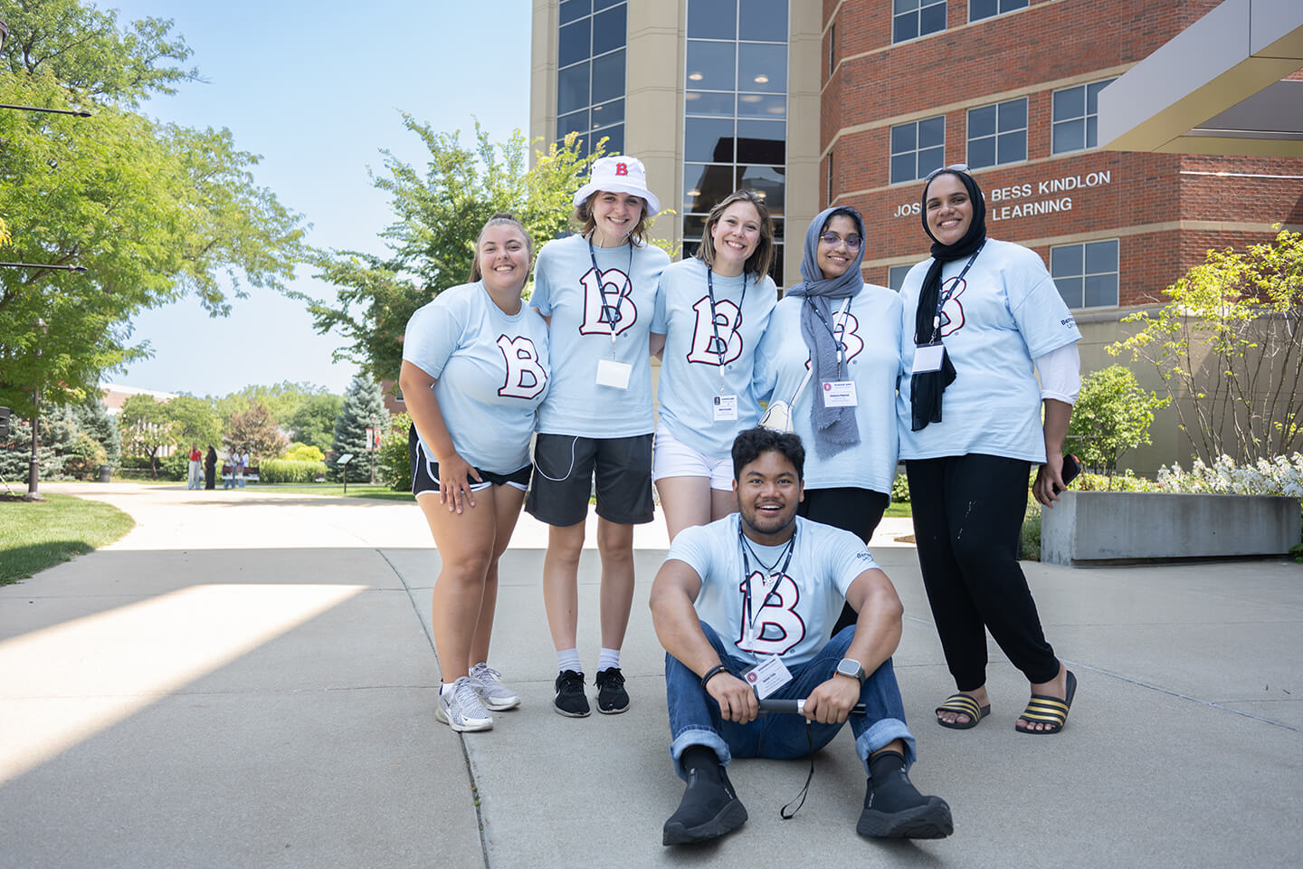 Group of Benedictine students posing on Quad