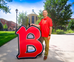 Joe Foy with "B" on Lisle Campus